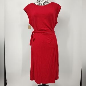 Brooks Brothers NWT Vibrant Red Sleeveless Midi Dress Size Large
